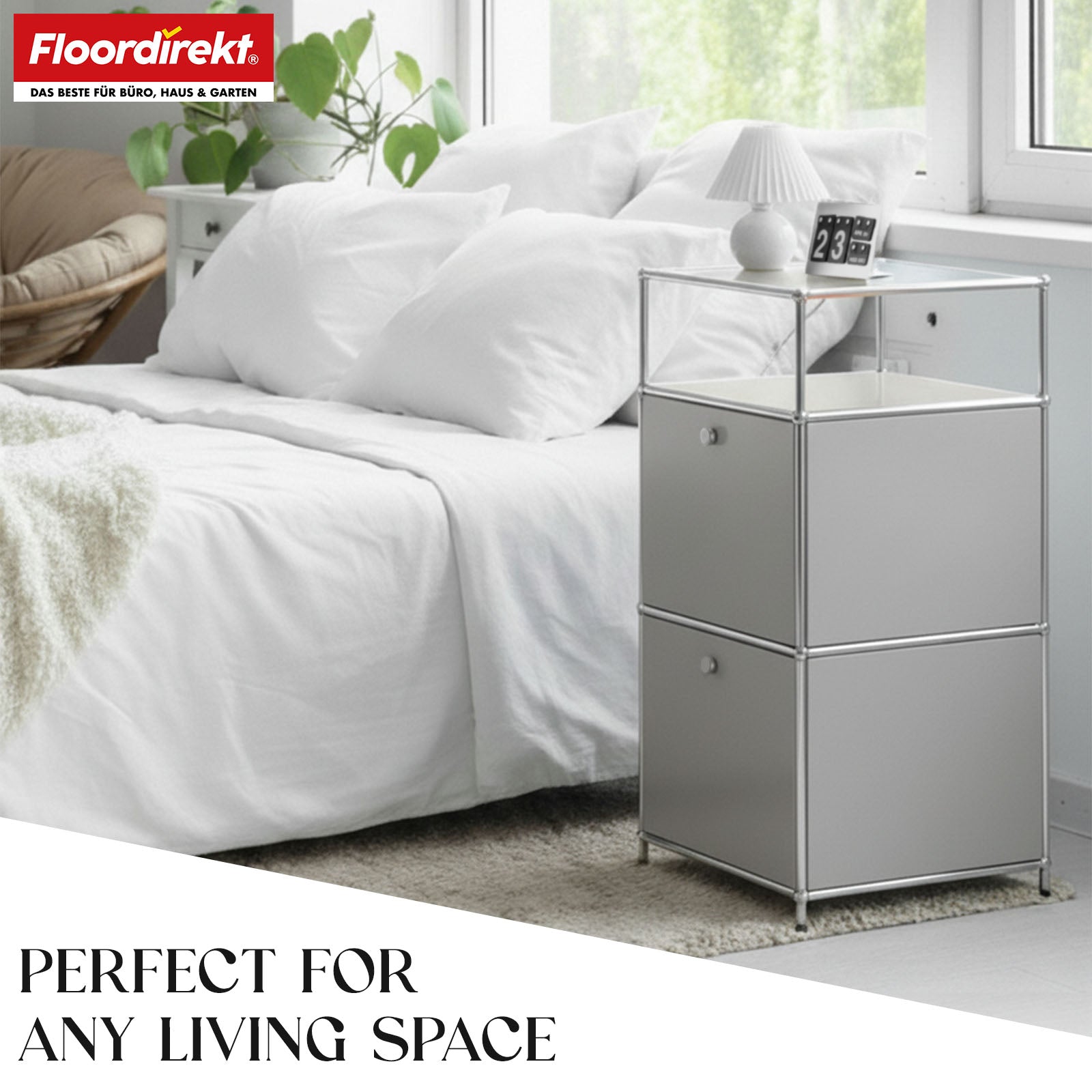 Metallregal | Concept Epure MK-120 | Aufbewahrungsregal mit verschließbaren Fächern, offenem Fach & Ablage | In mehreren Farben erhältlich