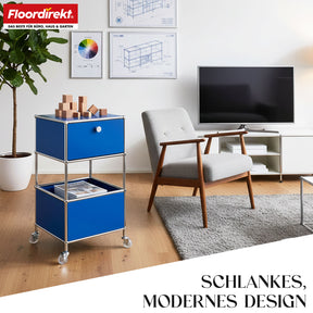 Metallregal | Concept Epure MK-145 | 3-stöckiger Rollcontainer mit Schublade & Ablagen | In mehreren Farben erhältlich