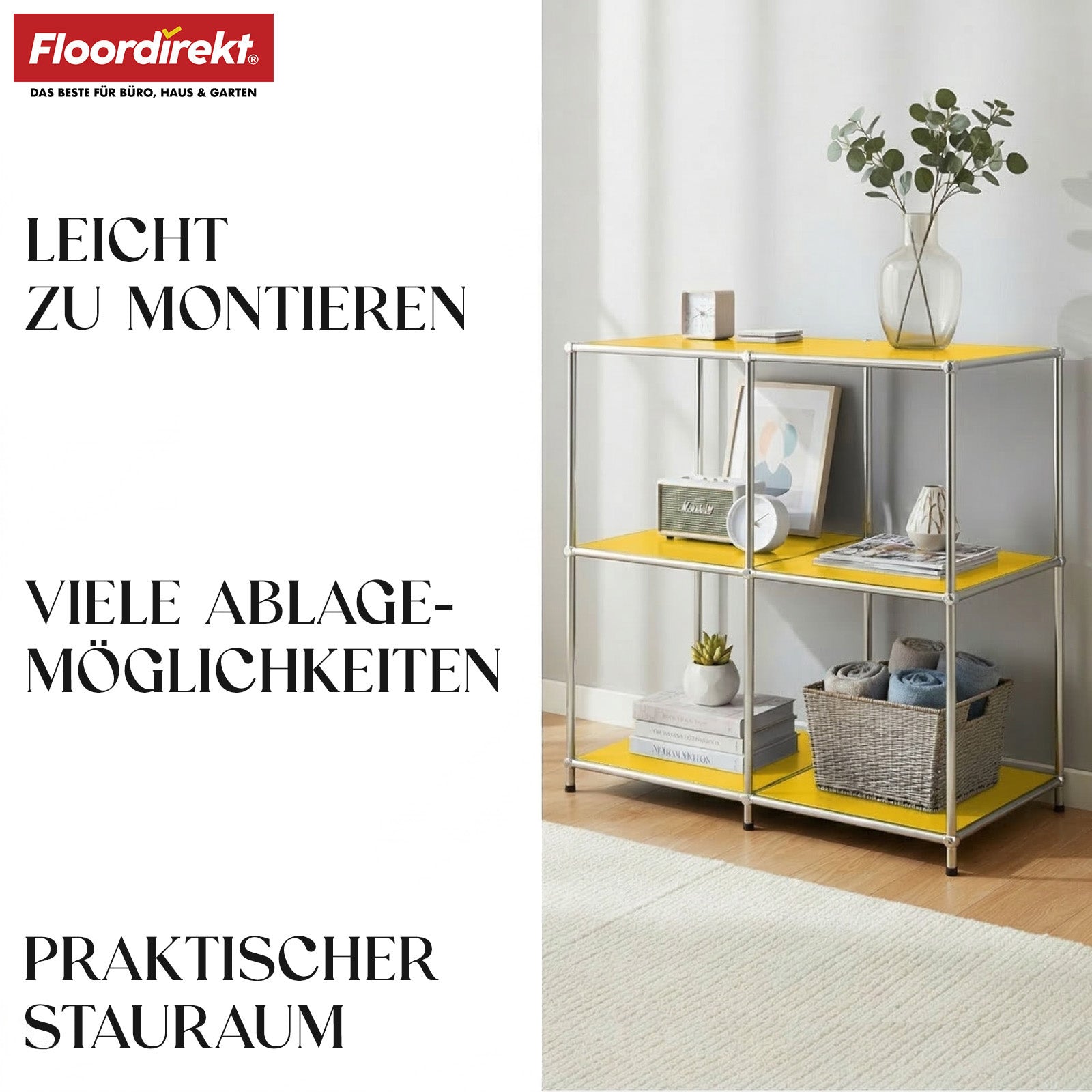 Metallregal | Concept Epure MK-027 | Offenes 3-stöckiges Sideboard & Ablageregal | In mehreren Farben erhältlich