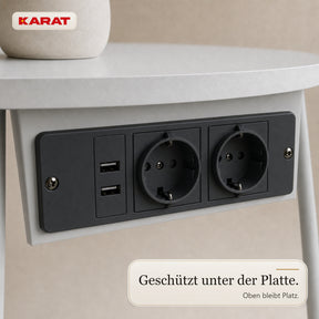 Beistelltisch | Dario | Runder Couchtisch mit 2 Steckdosen, 2 USB-A & Stauraumkorb | Ø 45 cm | 4 Farben