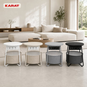 Beistelltisch | Dario | Runder Couchtisch mit 2 Steckdosen, 2 USB-A & Stauraumkorb | Ø 45 cm | 4 Farben