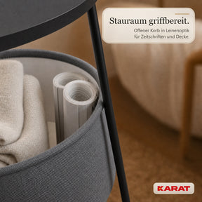 Beistelltisch | Dario | Runder Couchtisch mit 2 Steckdosen, 2 USB-A & Stauraumkorb | Ø 45 cm | 4 Farben