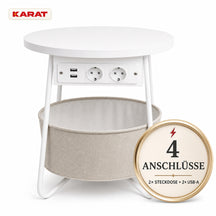 Beistelltisch | Dario | Runder Couchtisch mit 2 Steckdosen, 2 USB-A & Stauraumkorb | Ø 45 cm | 4 Farben