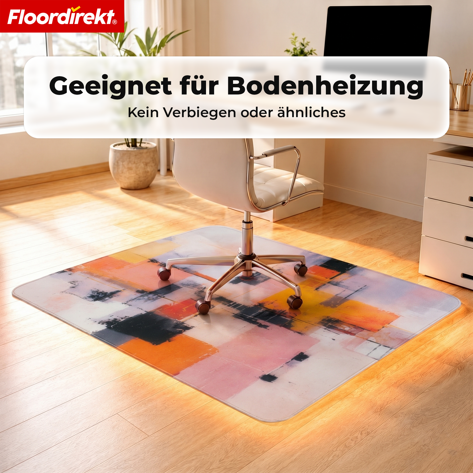 Design Bodenschutzmatte | Robuste Bürostuhlunterlage aus Spezial-PVC für Büro & Homeoffice | 80 x 118 cm