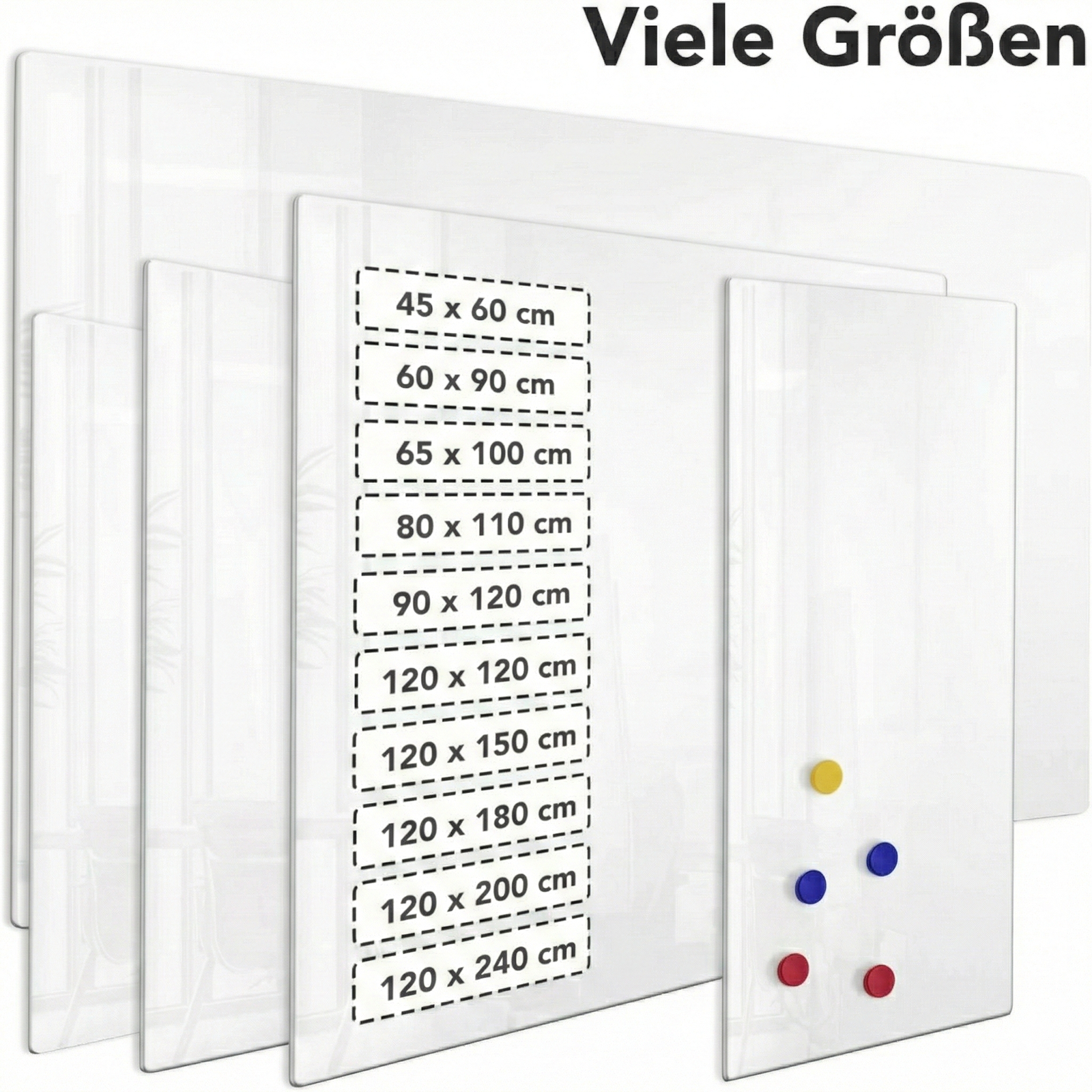 Glas-Whiteboard | Pearlwhite  | Sicherheitsglas | Rahmenlos | Für Zuhause oder im Büro