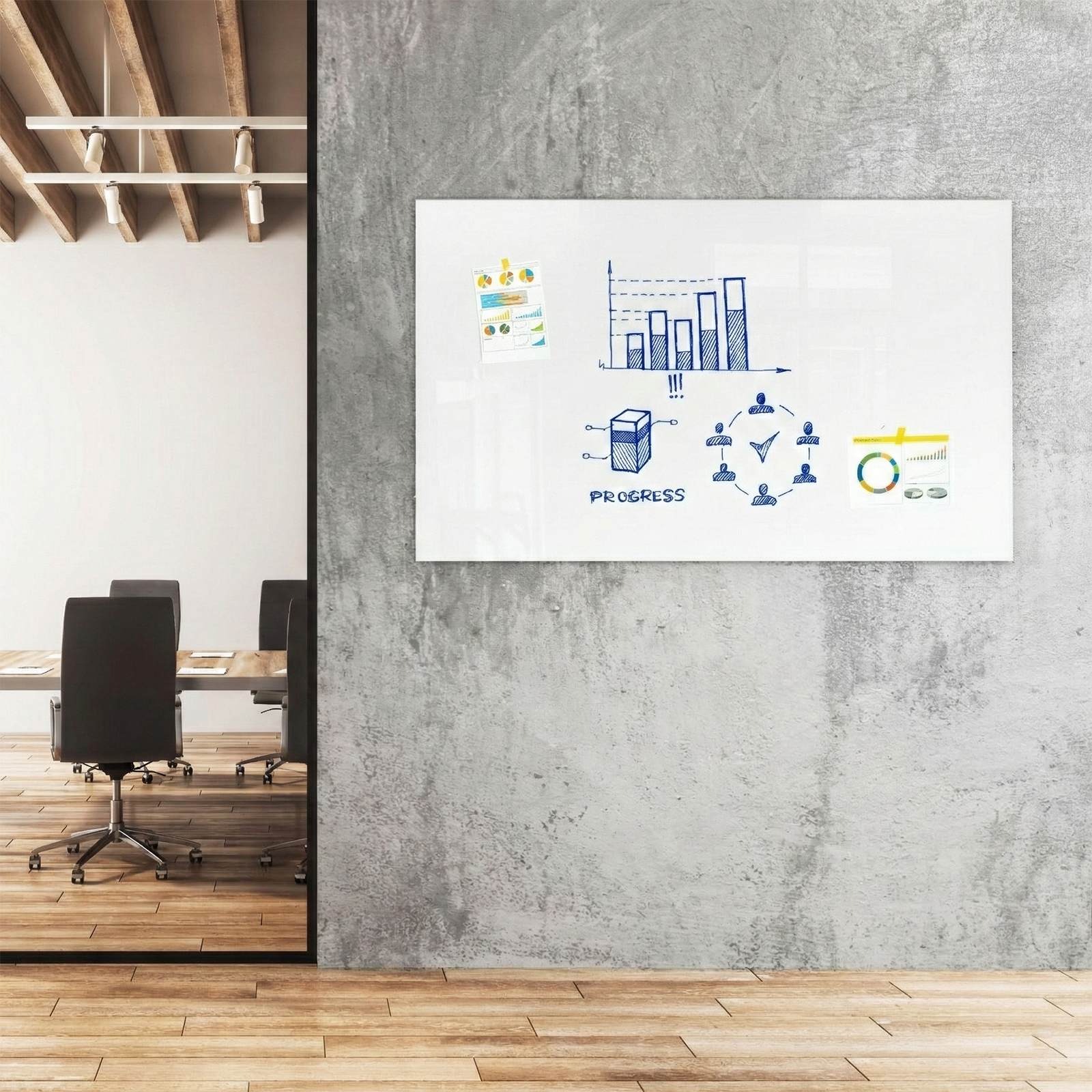 Glas-Whiteboard | Pearlwhite  | Sicherheitsglas | Rahmenlos | Für Zuhause oder im Büro