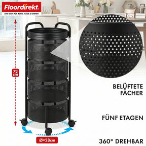 Rollwagen | Henry | Küchenwagen aus Stahl mit Rollen | Servierwagen | 3 oder 5 Etagen | Weiß & Schwarz