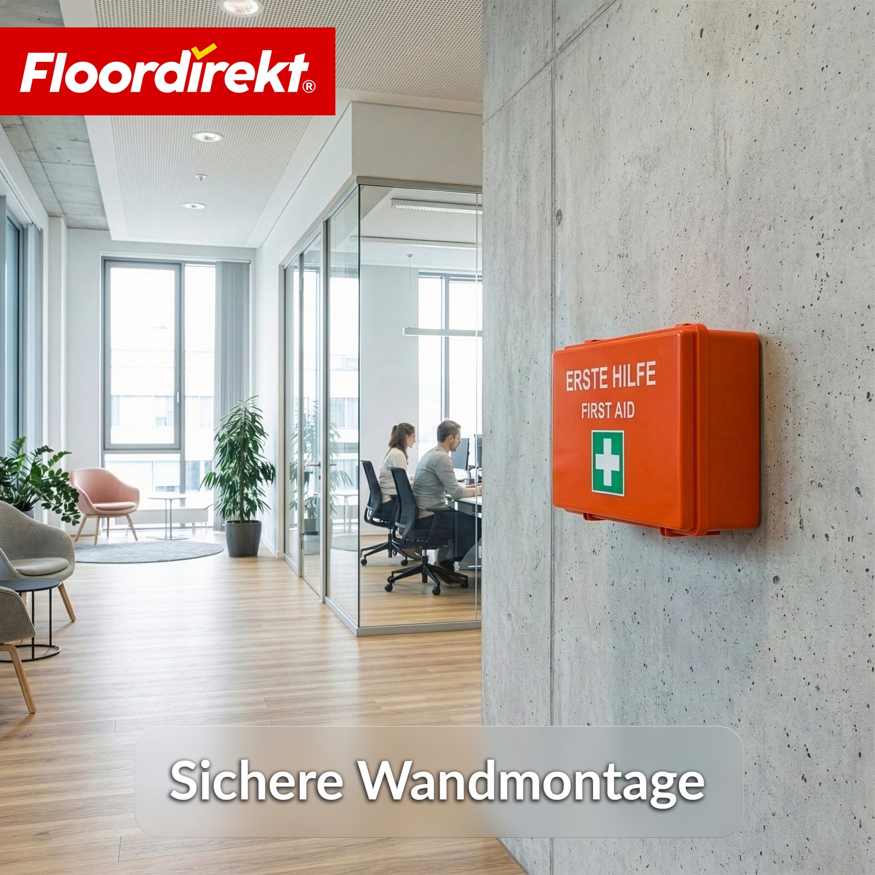 Erste-Hilfe-Koffer | DIN 13157:2021 | Verbandskasten mit Wandhalterung & ISO-Aufklebern