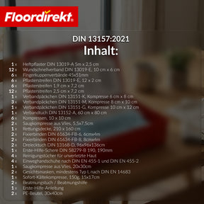 Erste-Hilfe-Koffer | DIN 13157:2021 | Verbandskasten mit Wandhalterung & ISO-Aufklebern