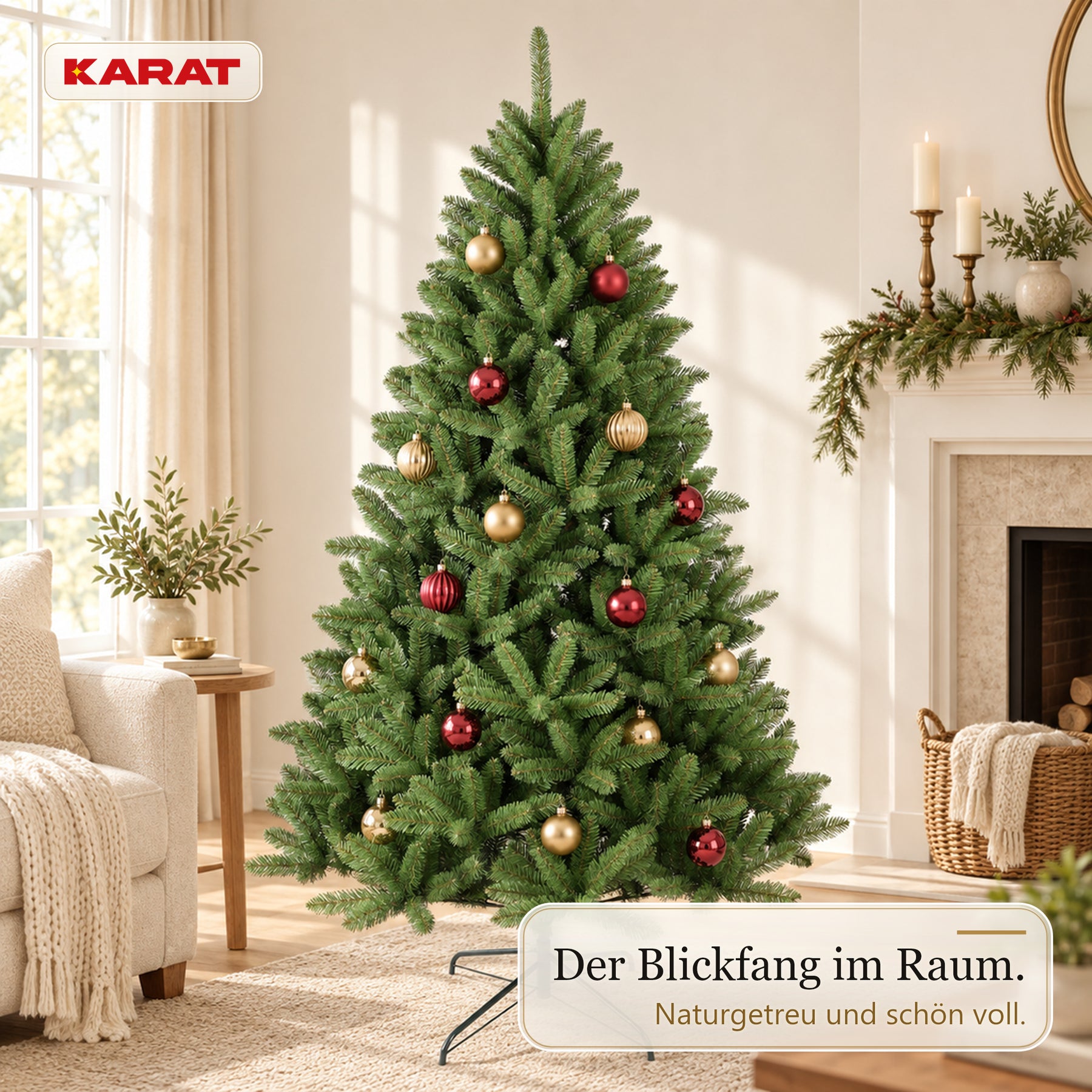 Künstlicher Weihnachtsbaum | Evergreen | Dichte Fichtenoptik mit Metallständer | 150–240 cm