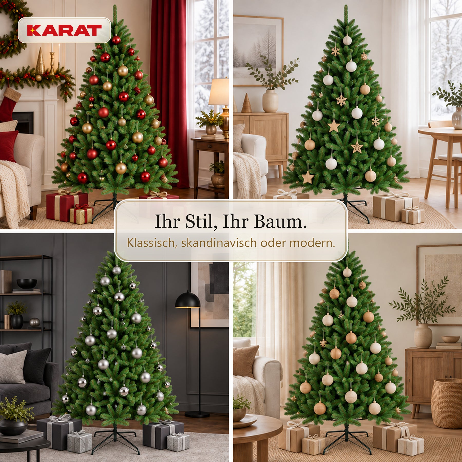 Künstlicher Weihnachtsbaum | Evergreen | Dichte Fichtenoptik mit Metallständer | 150–240 cm