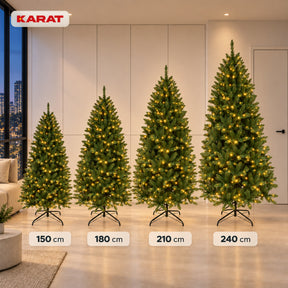 Künstlicher Weihnachtsbaum mit LED-Beleuchtung | Evergreen | Warmweiße LEDs & Metallständer | 150–240 cm