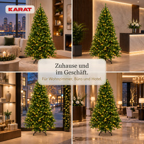 Künstlicher Weihnachtsbaum mit LED-Beleuchtung | Evergreen | Warmweiße LEDs & Metallständer | 150–240 cm