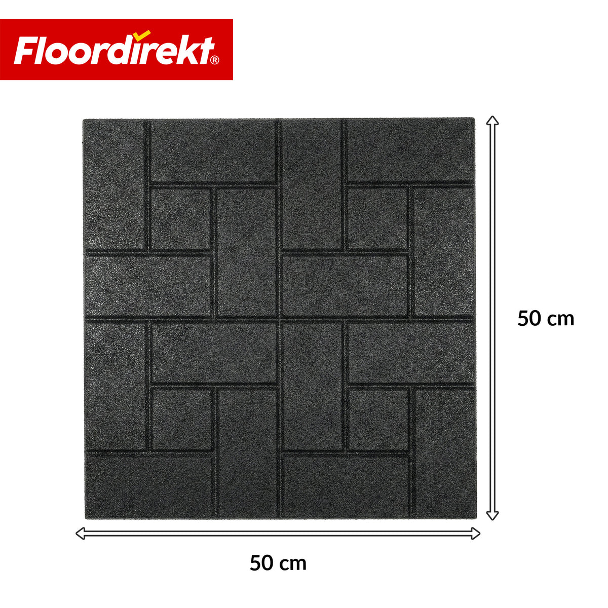Fallschutzmatte | Paving Tile | 50x50 cm 25 mm | Gummiplatte in Pflasterstein-Optik | Terrasse, Garten & Außenbereich