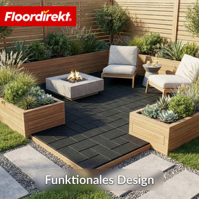 Fallschutzmatte | Paving Tile | 50x50 cm 25 mm | Gummiplatte in Pflasterstein-Optik | Terrasse, Garten & Außenbereich