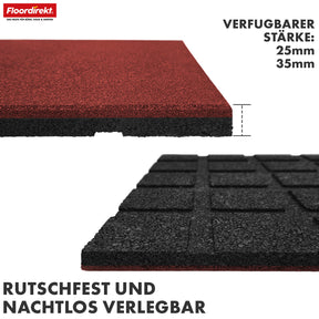 Fallschutzmatte | Play Protect | Universelle & wetterfeste Bodenschutzmatte mit Drainage | In vielen Farben | 50 x 50 cm