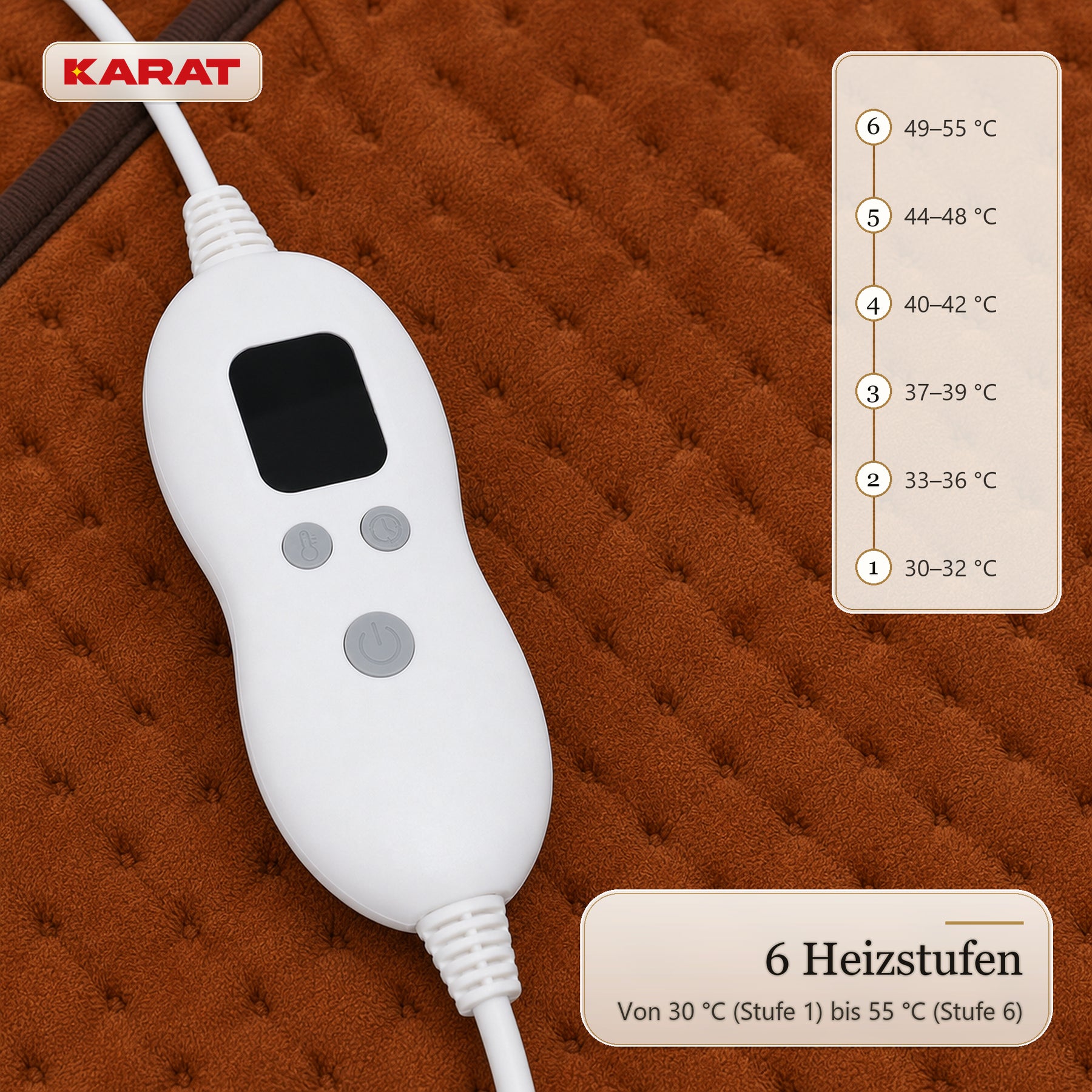 Elektrischer Fußwärmer | Fjord | 6 Heizstufen bis 55 °C, Timer & Sherpa-Futter | 4 Farben