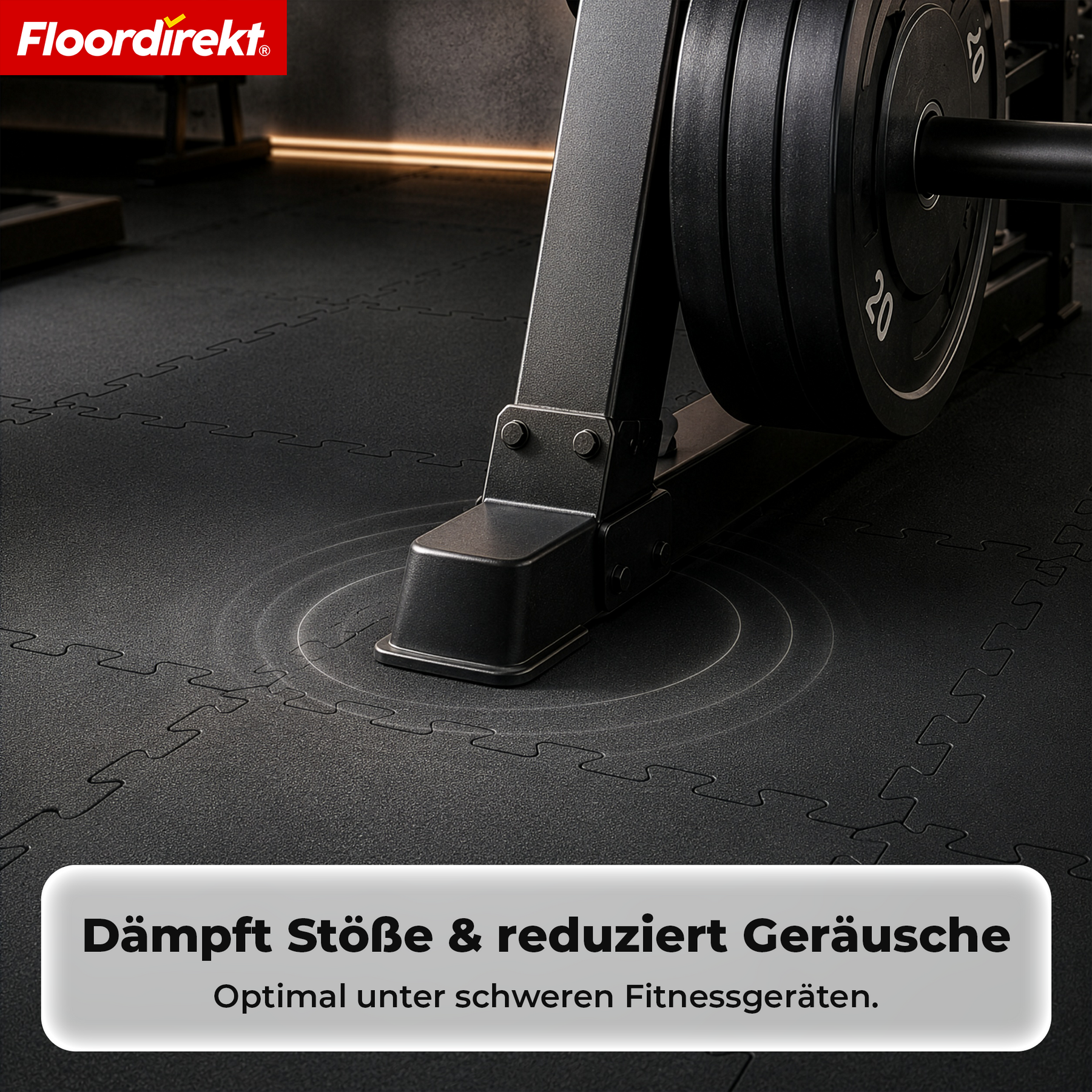 Gummi Steckmatte | Robuste Bodenschutzmatte für Fitnessgeräte & Arbeitsbereiche | 50 x 50 cm