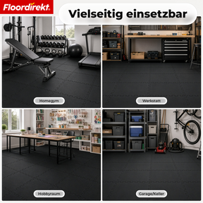 Gummi Steckmatte | Robuste Bodenschutzmatte für Fitnessgeräte & Arbeitsbereiche | 50 x 50 cm