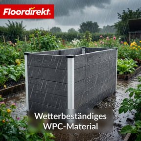 WPC-Hochbeet | Delos | 150 x 70 x 75 cm | Extra stabil mit Stützstange | Anthrazit | Mit Aluminium-Eckprofilen