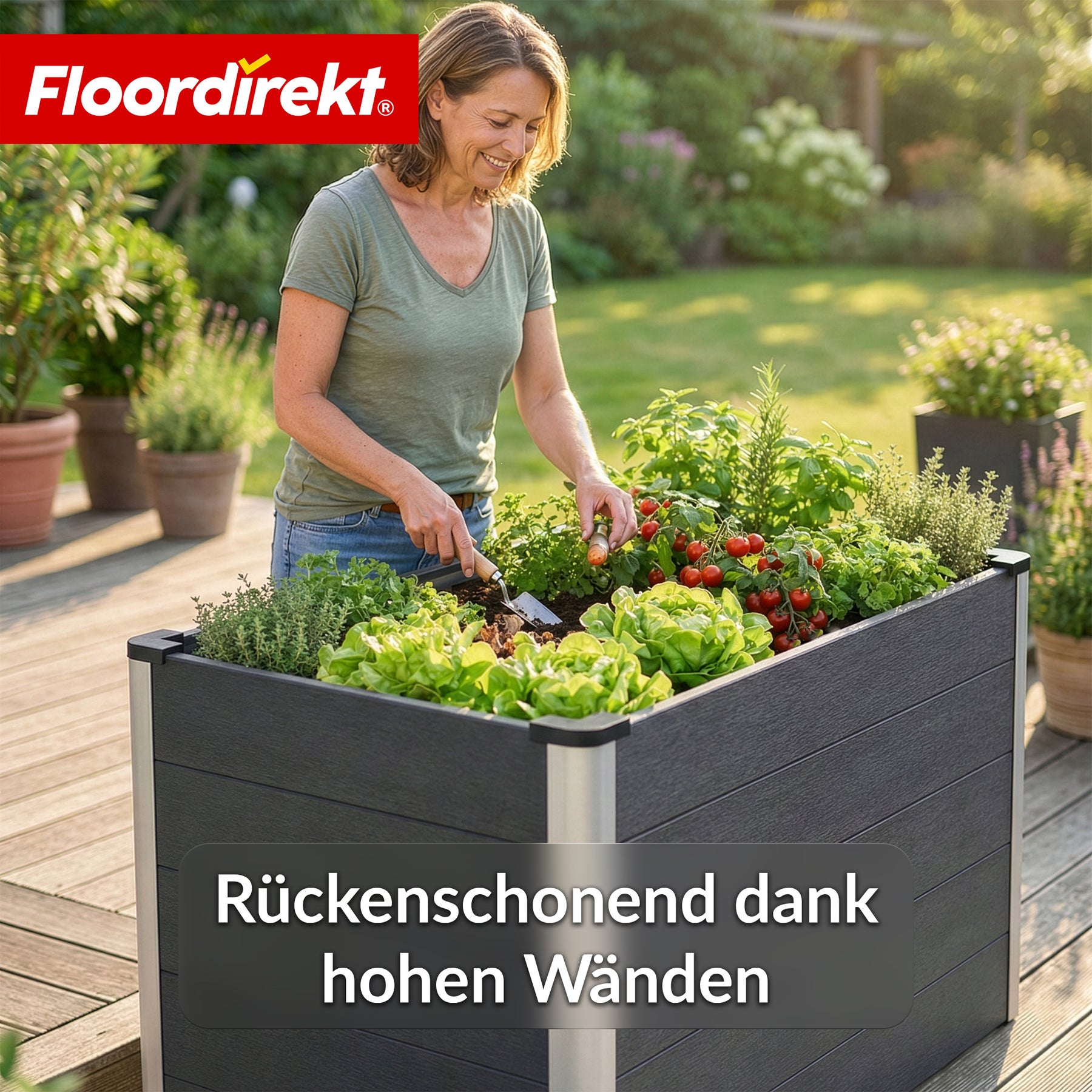 WPC-Hochbeet | Kasos | 150 x 70 x 75 cm | Anthrazit | Wetterfest, rückenschonend & langlebig | Offener Boden gegen Staunässe