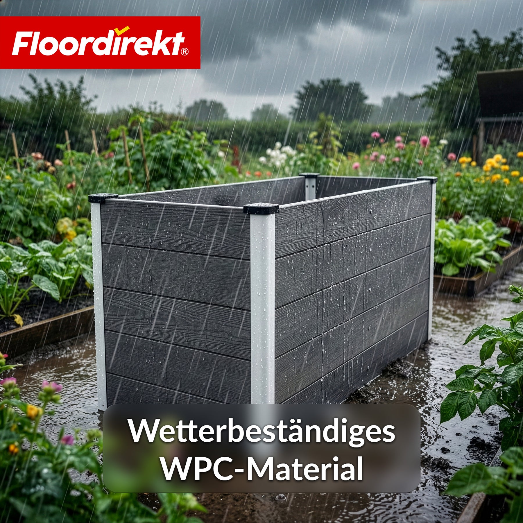 WPC-Hochbeet | Kasos | 150 x 70 x 75 cm | Anthrazit | Wetterfest, rückenschonend & langlebig | Offener Boden gegen Staunässe