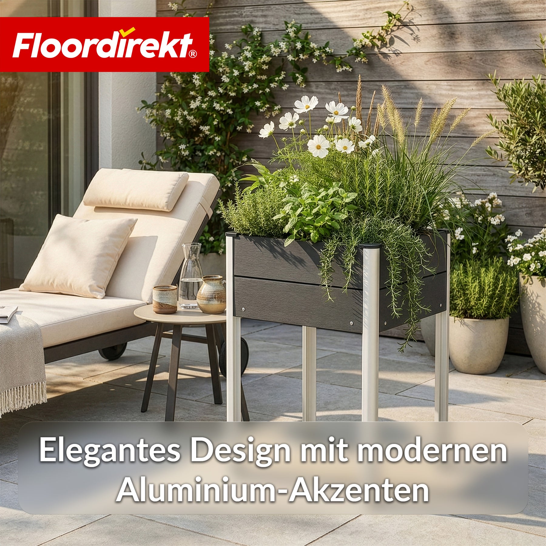 WPC-Hochbeet | Salina | Anthrazit | Hochbeet auf Stelzen 60 x 50 x 90 cm | Wetterbeständig & pflegeleicht