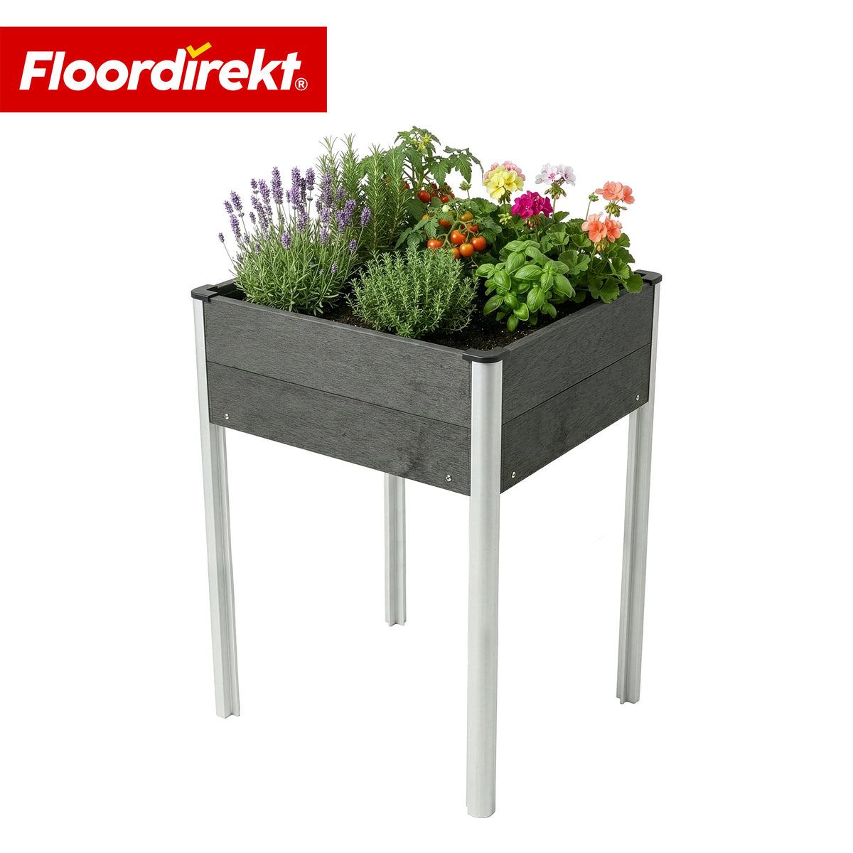 WPC-Hochbeet | Salina | Anthrazit | Hochbeet auf Stelzen 60 x 50 x 90 cm | Wetterbeständig & pflegeleicht