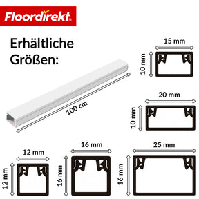 Kabelkanal | Oskar | Selbstklebende Kabelleiste 10 x 1 m | Kabelabdeckung Weiß für TV, Wand & Schreibtisch