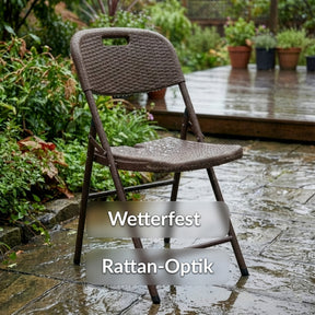 Klappstuhl 2er Set | Niigata | Brauner Gartenstuhl klappbar in Rattan-Optik