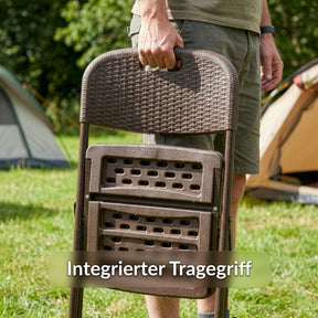 Klappstuhl 2er Set | Niigata | Brauner Gartenstuhl klappbar in Rattan-Optik