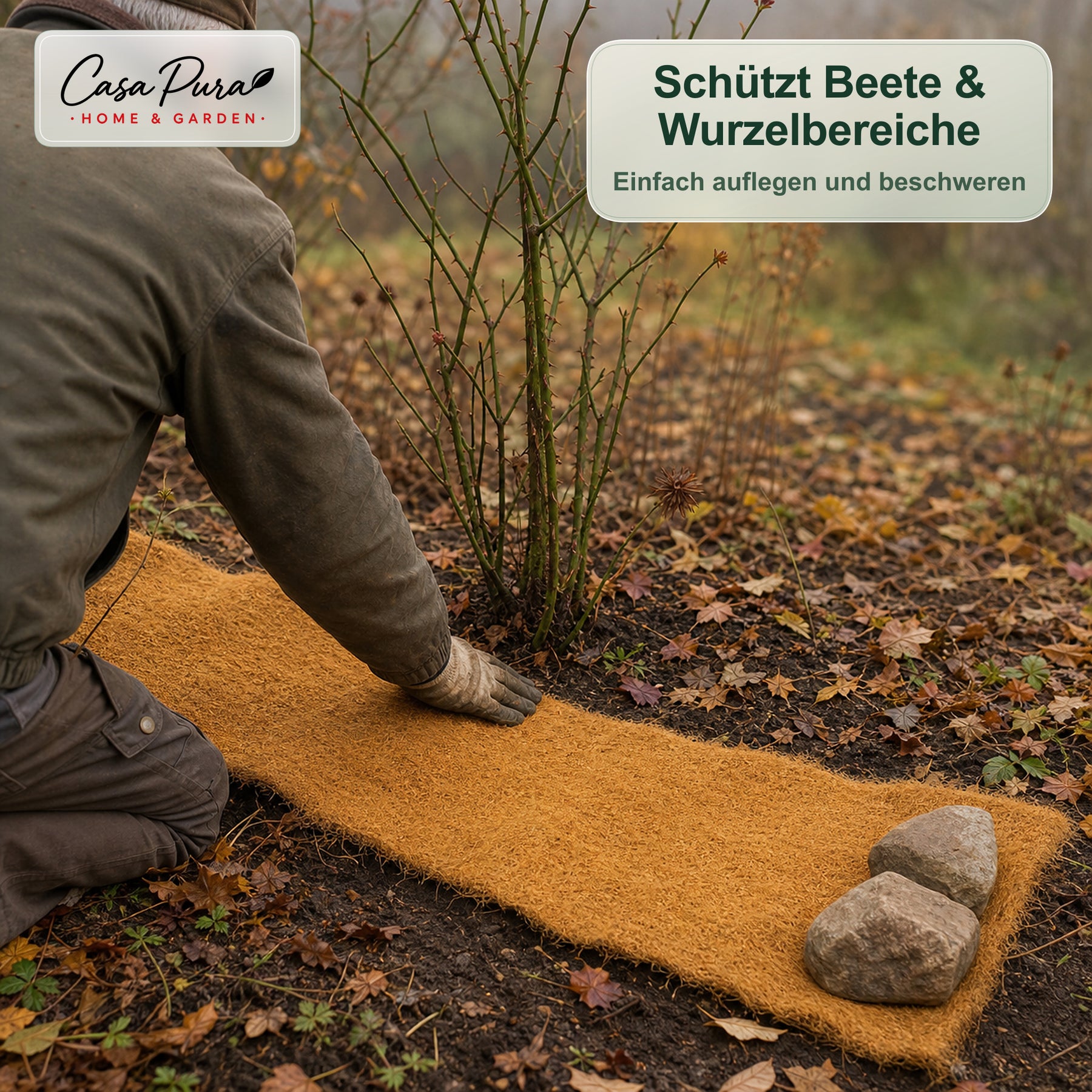 Kokosmatte 100 × 1000 cm | 10 m Rolle aus 100 % Kokosfaser | 10 mm stark