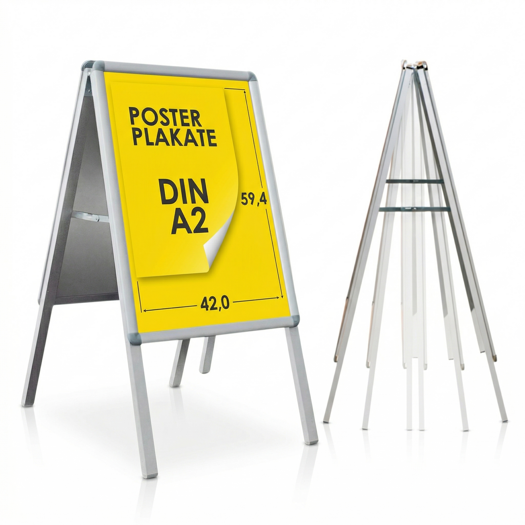 Kundenstopper | DIN A1 & A2 | Doppelseitiger Gehwegaufsteller, Werbeaufsteller aus Aluminium