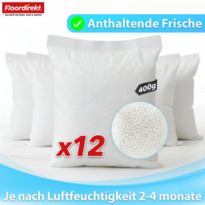Luftentfeuchter Nachfüllpack 12er Set | Habo | Nachfüllbeutel für Raumentfeuchter für Keller, Bad, Wohnräume