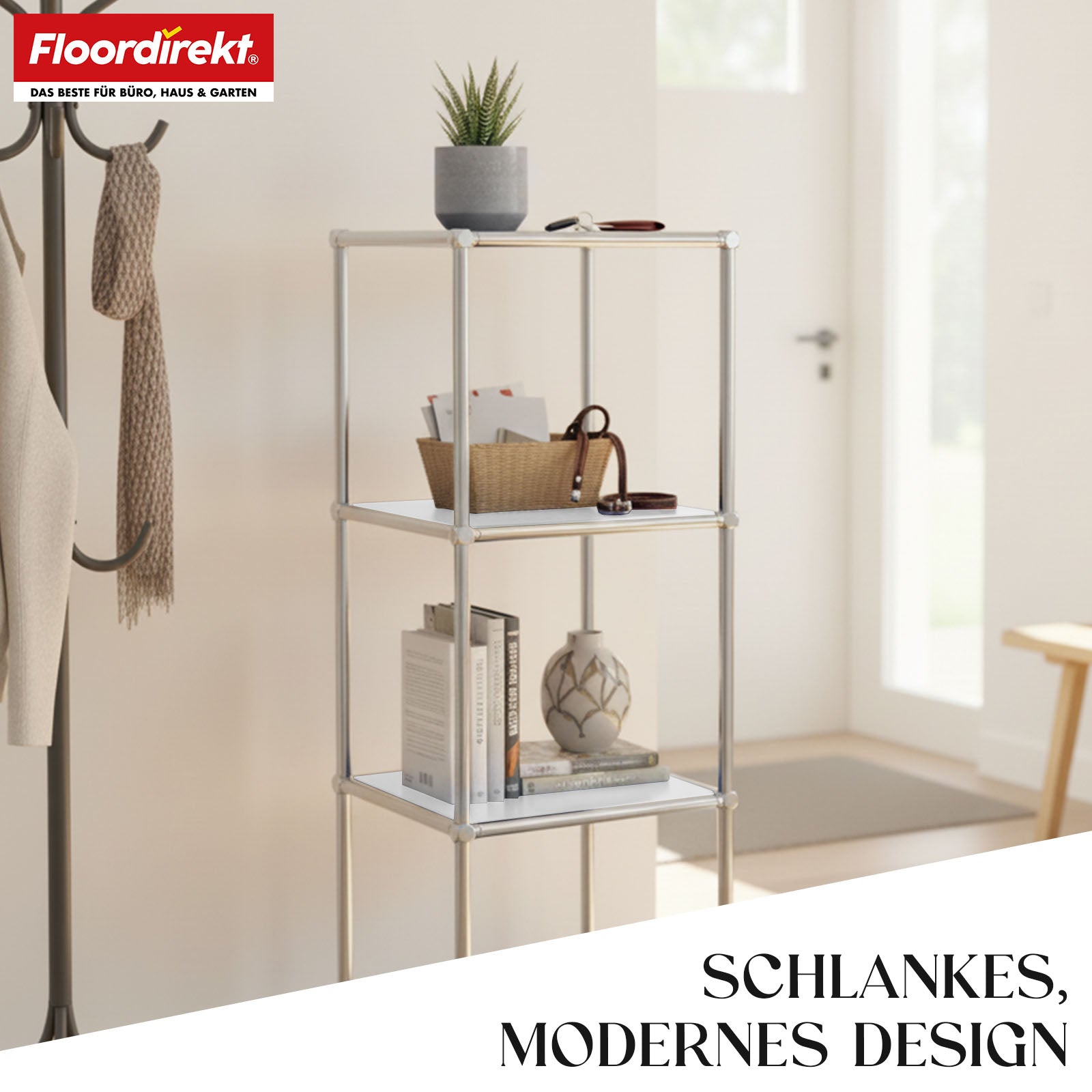 Metallregal | Concept Epure MK-005 | 4-stöckiges Ablageregal mit offenen Ablagen | In mehreren Farben erhältlich