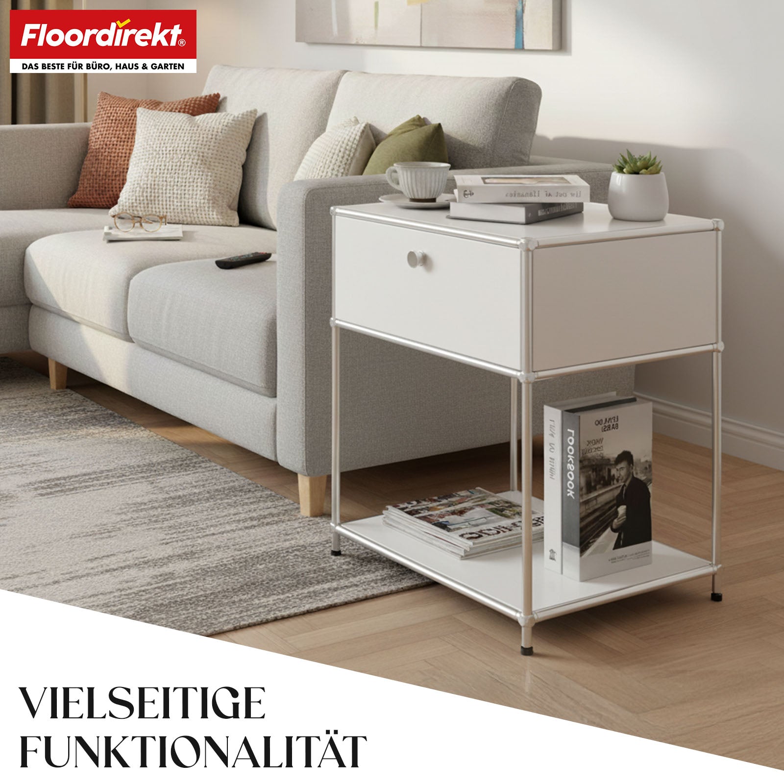 Metallregal | Concept Epure MK-139 | Beistell- & Aufbewahrungsregal mit Schublade & Ablagen | In mehreren Farben erhältlich