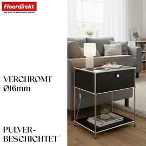 Metallregal | Concept Epure MK-139 | Beistell- & Aufbewahrungsregal mit Schublade & Ablagen | In mehreren Farben erhältlich