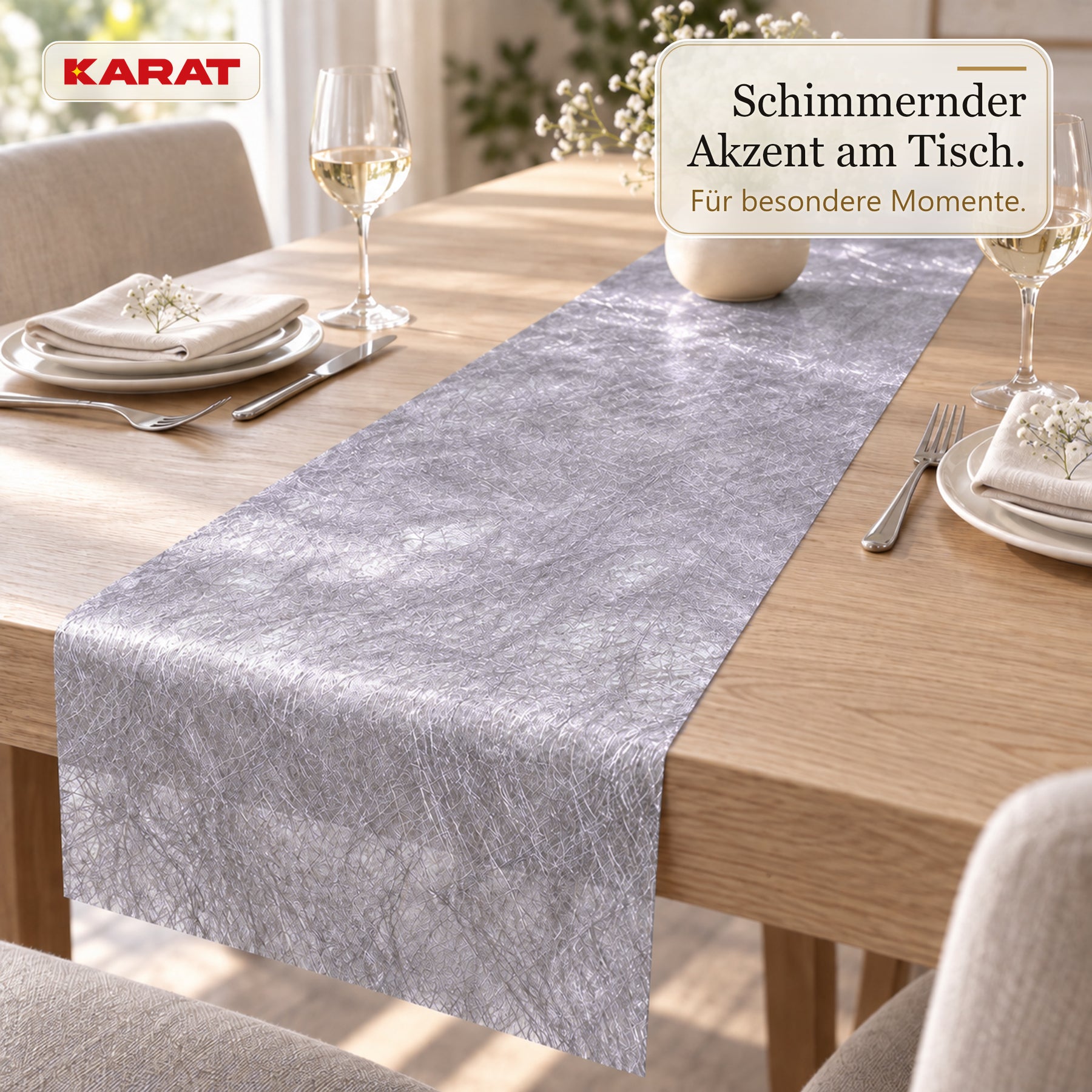 Tischläufer | Monarch | Dekovlies mit Metallic-Schimmer | 30 cm x 25 m Rolle | 13 Farben