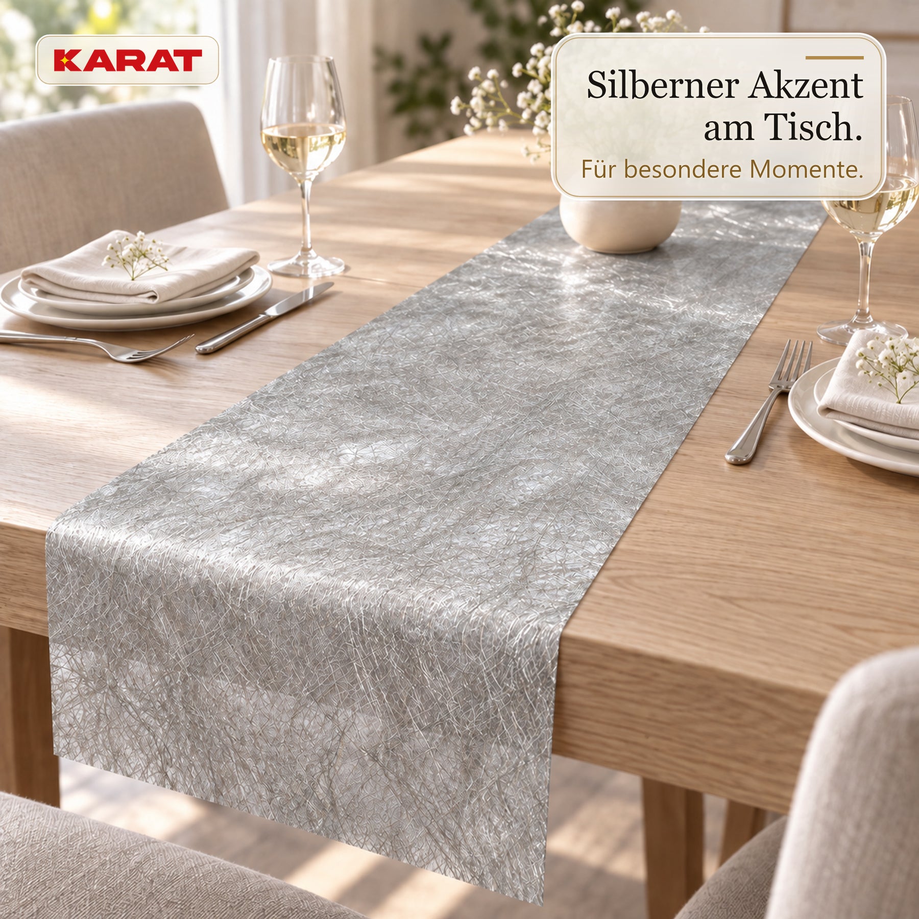 Tischläufer | Monarch | Dekovlies mit Metallic-Schimmer | 30 cm x 25 m Rolle | 13 Farben