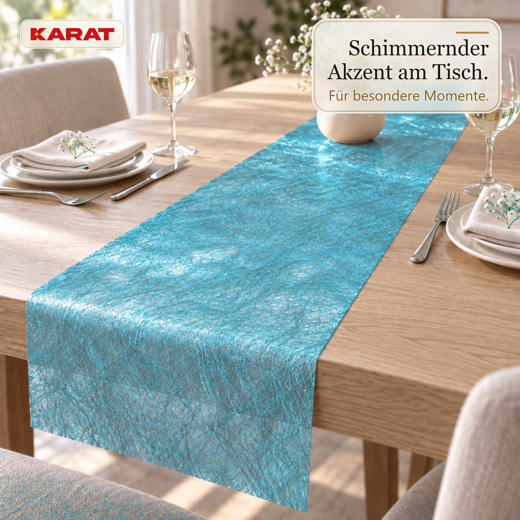 Tischläufer | Monarch | Dekovlies mit Metallic-Schimmer | 30 cm x 25 m Rolle | 13 Farben