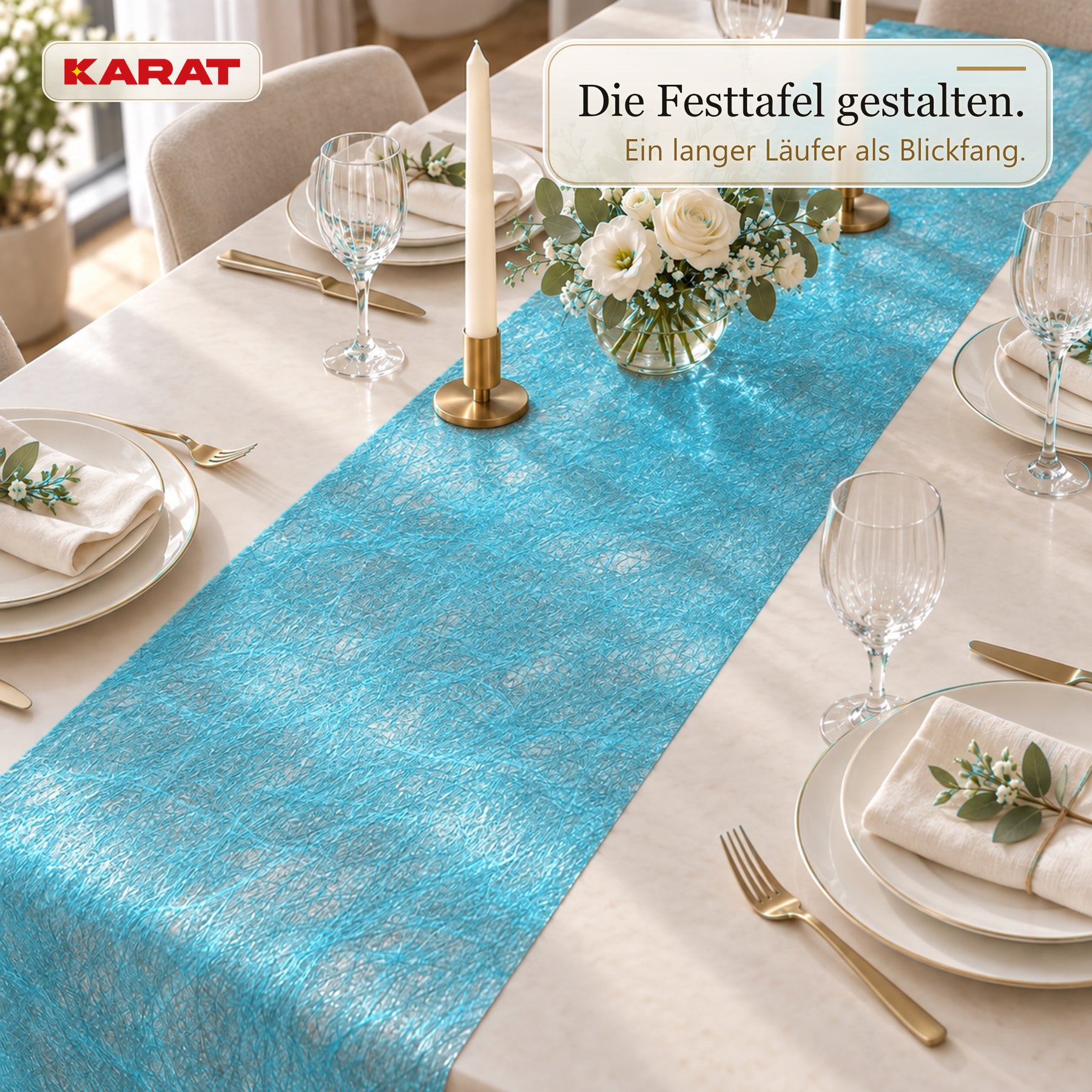 Tischläufer | Monarch | Dekovlies mit Metallic-Schimmer | 30 cm x 25 m Rolle | 13 Farben