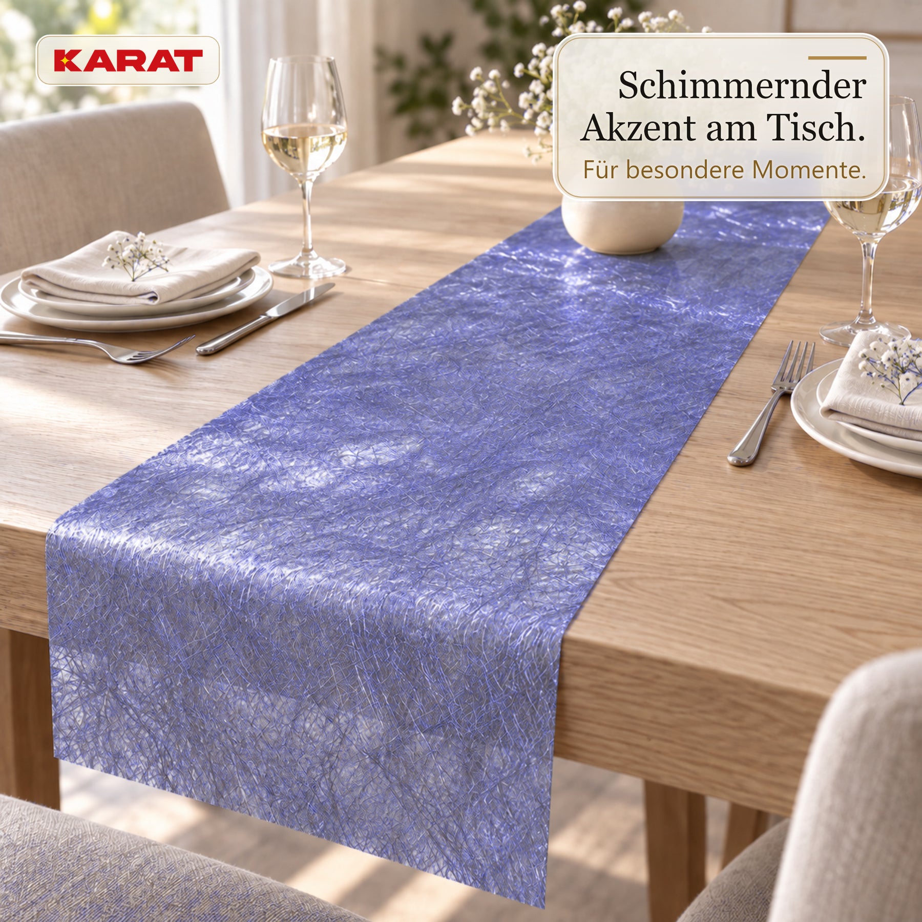 Tischläufer | Monarch | Dekovlies mit Metallic-Schimmer | 30 cm x 25 m Rolle | 13 Farben