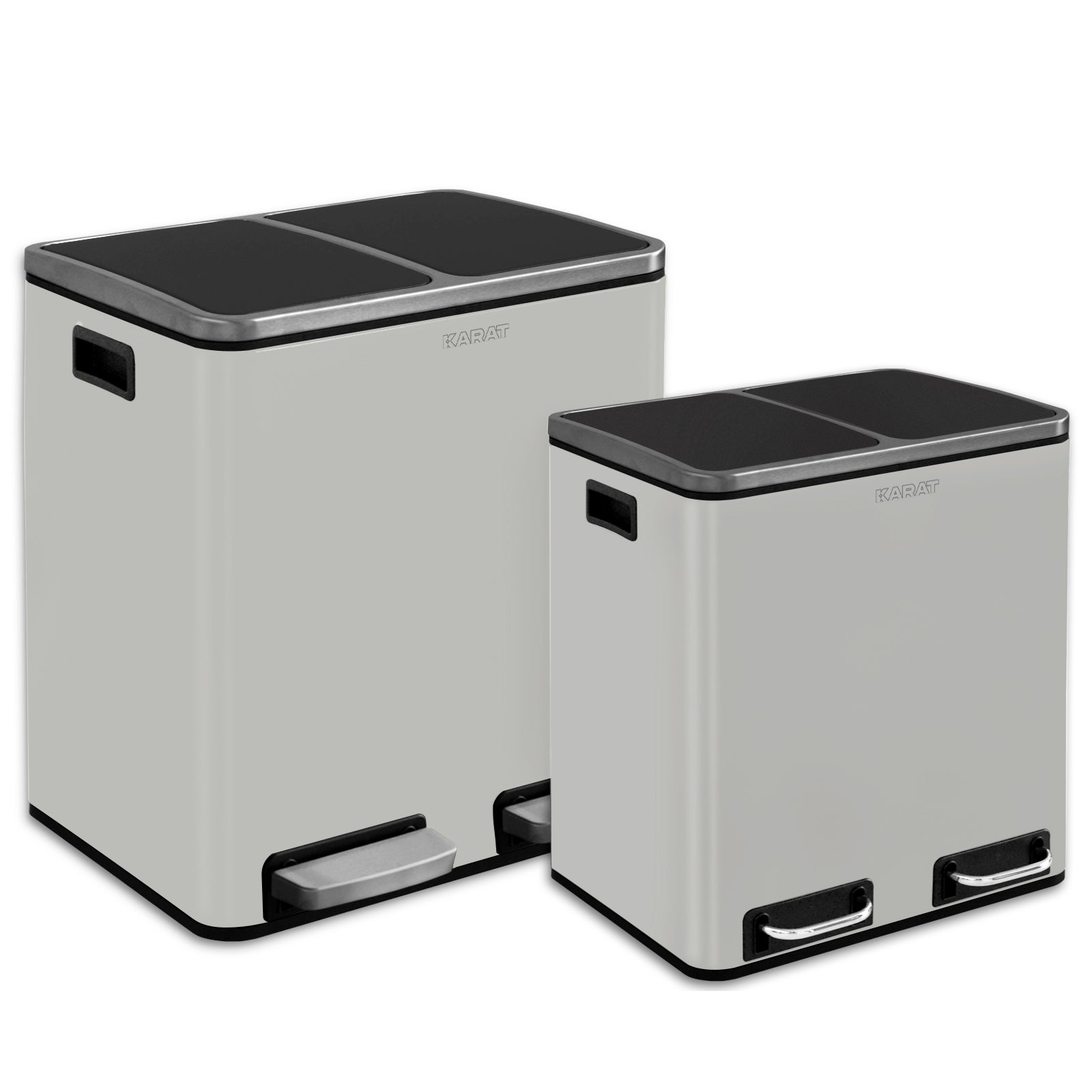 Mülleimer Felix aus Edelstahl | Trennsystem | Mit Schliessdämpfer