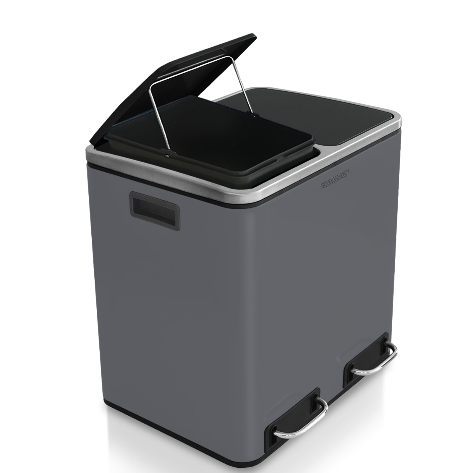 Mülleimer Felix aus Edelstahl | Trennsystem | Mit Schliessdämpfer