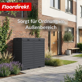 Outdoor Mülleimer in Holz-Optik | Wetterfester Müllbehälter für Garten & Terrasse | 118L / 230L