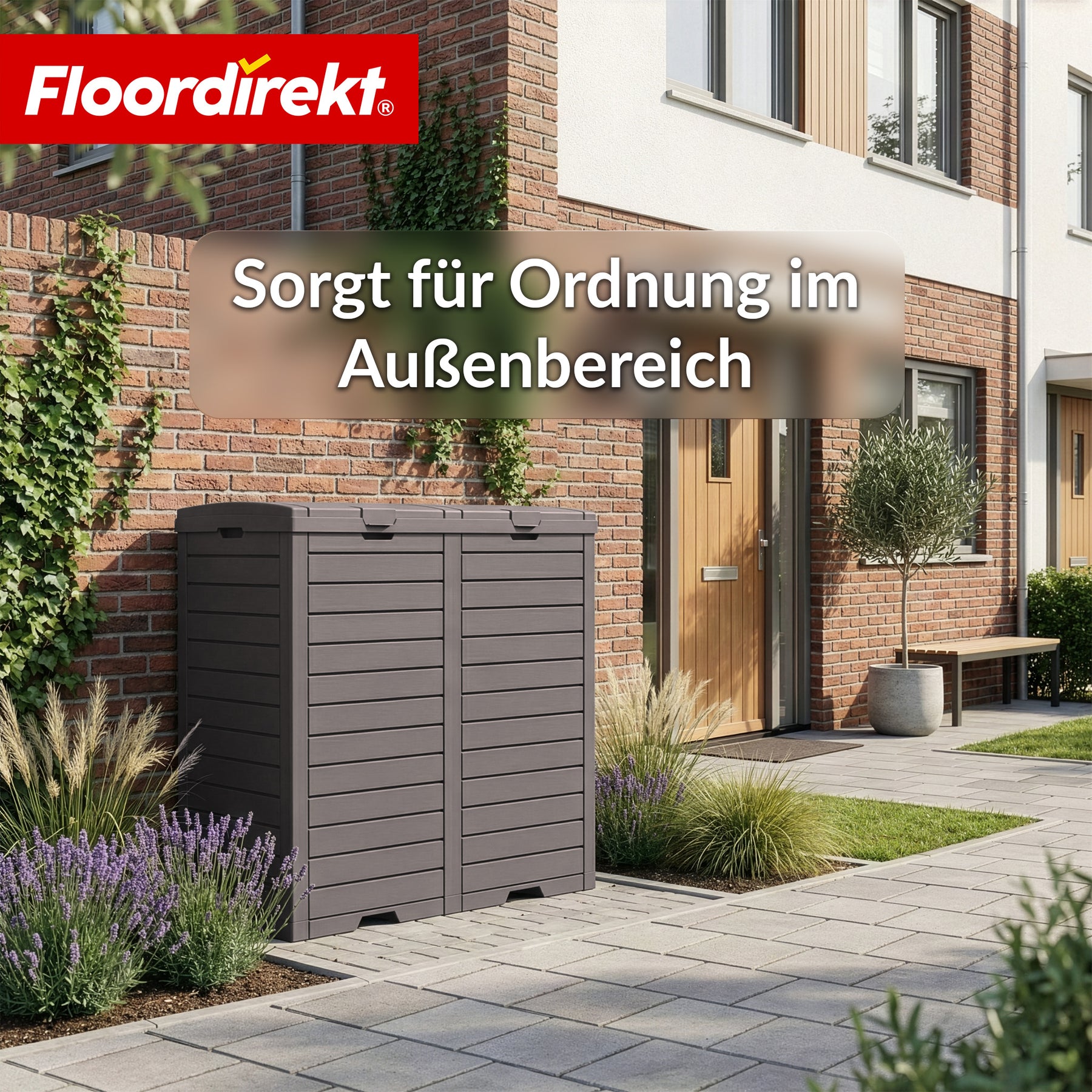 Outdoor Mülleimer in Holz-Optik | Wetterfester Müllbehälter für Garten & Terrasse | 118L / 230L