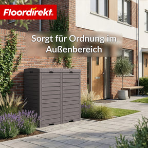 Outdoor Mülleimer in Holz-Optik | Wetterfester Müllbehälter für Garten & Terrasse | 118L / 230L