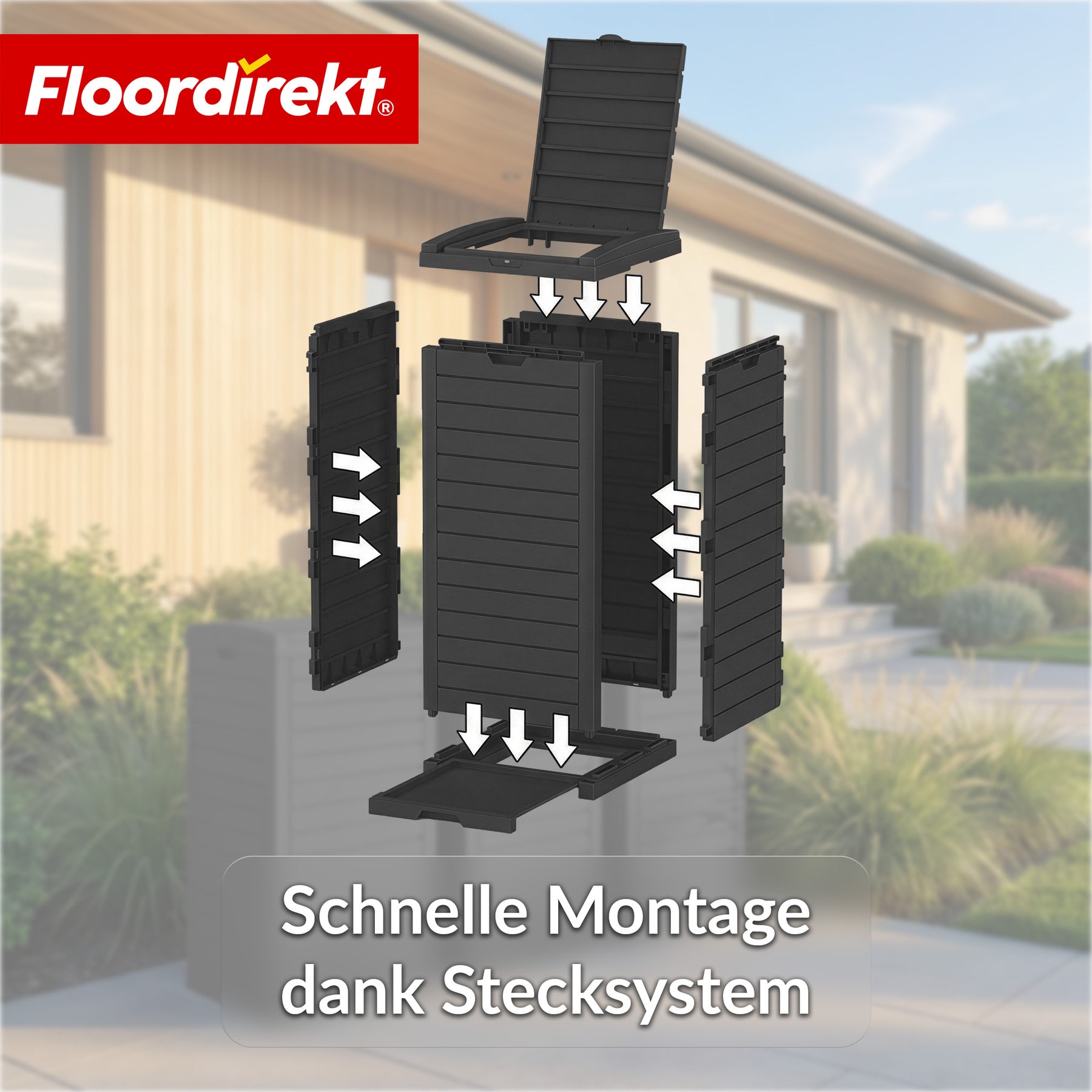 Outdoor Mülleimer in Holz-Optik | Wetterfester Müllbehälter für Garten & Terrasse | 118L / 230L