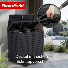 Outdoor Mülleimer in Holz-Optik | Wetterfester Müllbehälter für Garten & Terrasse | 118L / 230L
