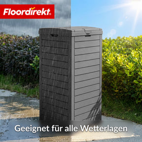 Outdoor Mülleimer in Holz-Optik | Wetterfester Müllbehälter für Garten & Terrasse | 118L / 230L